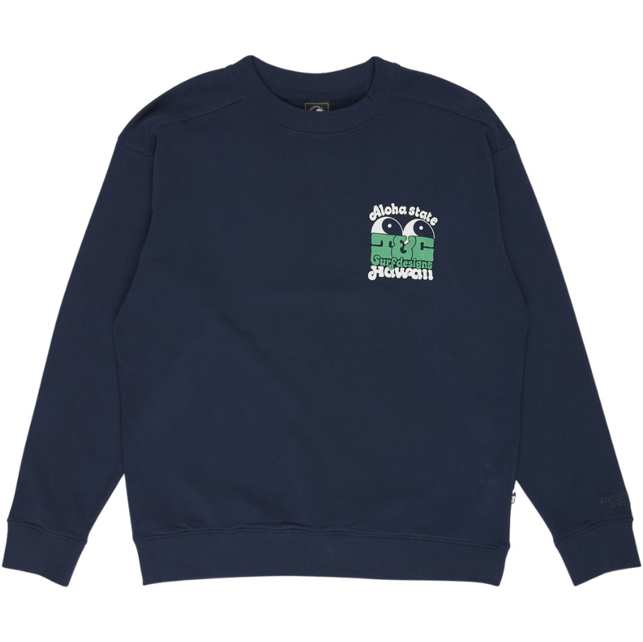 2026 T & C Surf Designs Mens Aloha State Crew Sweat TM7CF - Dark Navy